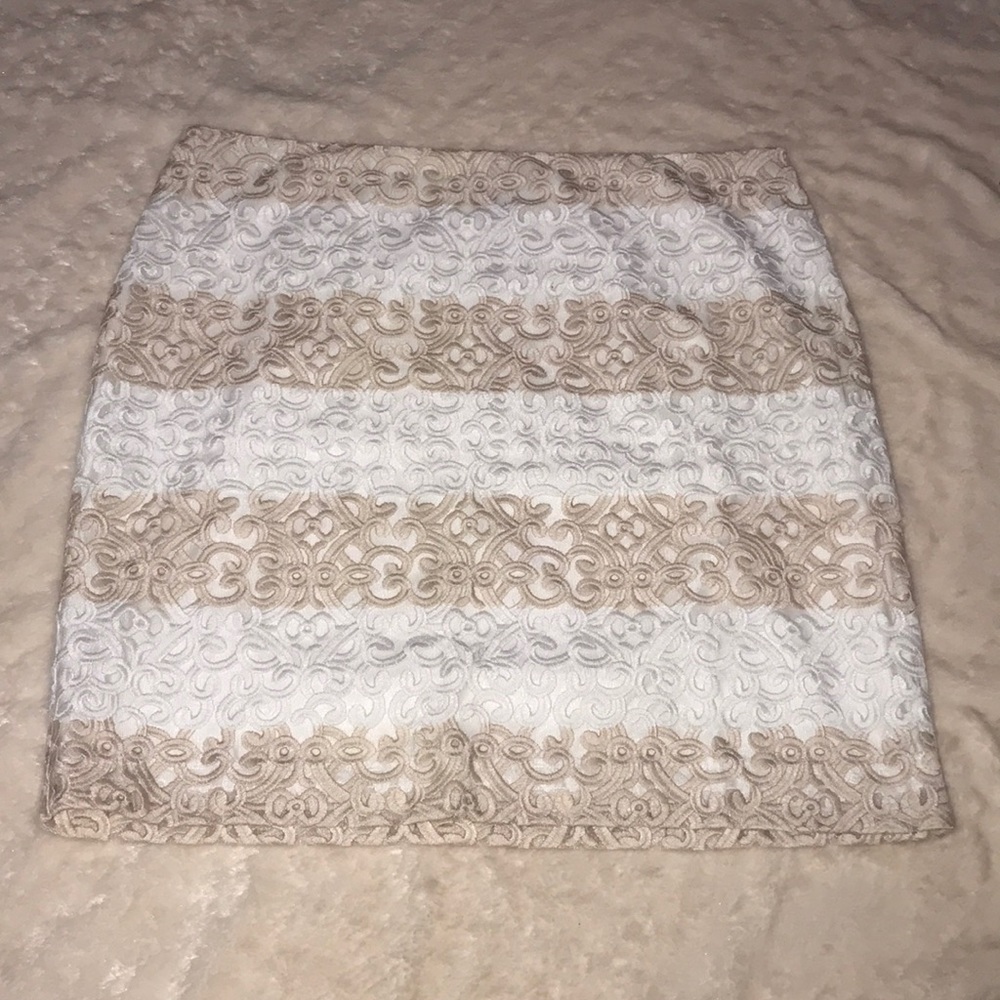 WHBM Stripe Lace Pencil Skirt sz 14 fits like a 12